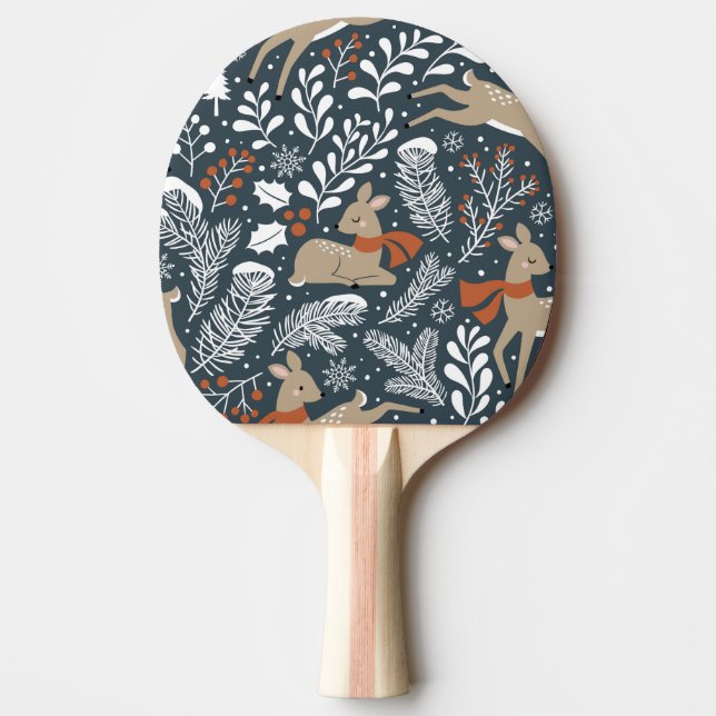 Vintage Christmas deer, festive design Ping Pong Paddle (Front)