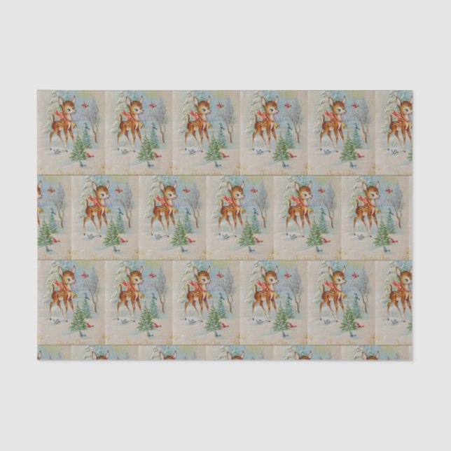 Vintage Christmas deer Holiday party tissue Tissue Paper (Front)