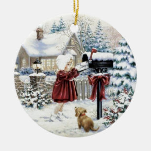 Vintage Christmas Delivery Ceramic Ornament