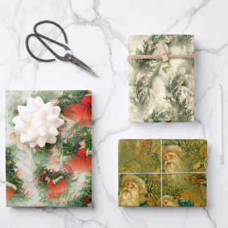 Vintage Christmas Design Wrapping Paper Sheet