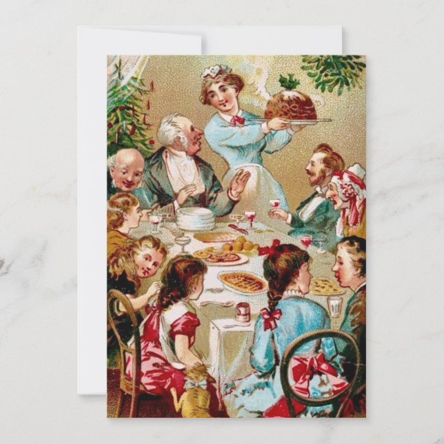 Vintage Christmas Dinner Feast Holiday Card (Front)