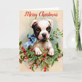 Vintage Christmas Dog Holiday Card