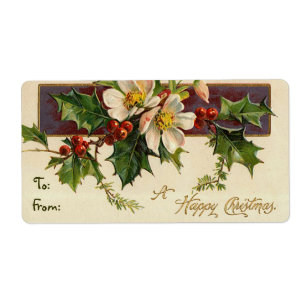 Vintage Christmas Dogwood Étiquettes pour les cade