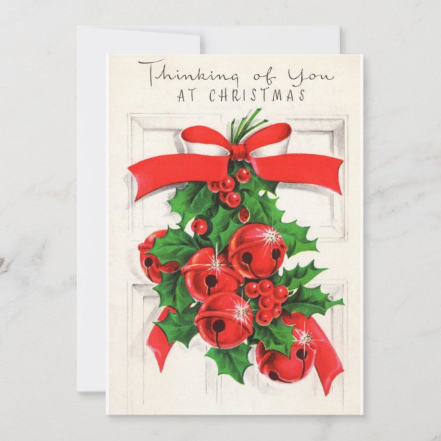 Vintage Christmas Doorbells Holiday Card (Front)