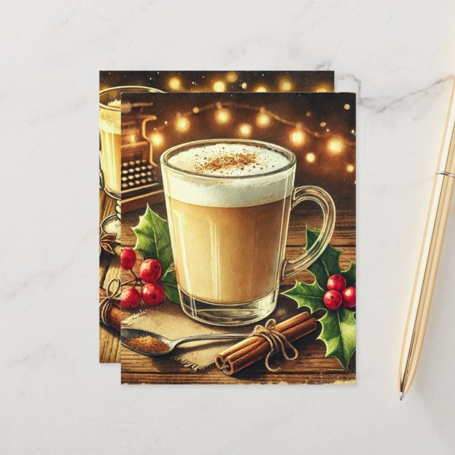 Vintage Christmas Drink Eggnog Latte Scrapbook (Front/Back In Situ)