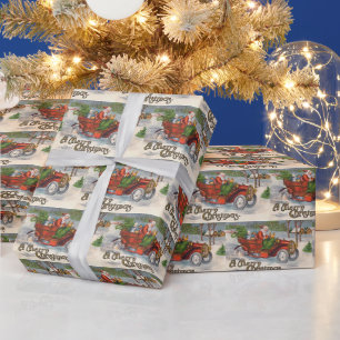 Vintage Christmas driving Santa tiled Wrapping Paper