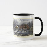 Vintage Christmas, Early Winter Skaters on a Pond Mug<br><div class="desc">Vintage illustration Christmas holiday image originally published by Currier & Ives titled Early Winter,  1869. This design features people ice skating on a frozen pond,  snow on trees in a forest and a building next to a pond with skaters on a cloudy day.</div>
