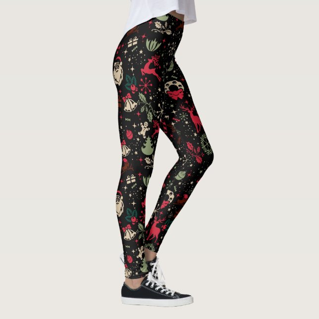 Vintage Christmas Element Pattern Leggings (Right)