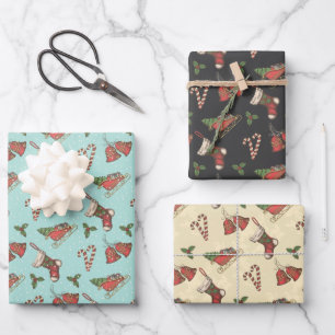 Vintage Christmas Elements Wrapping Paper Sheets