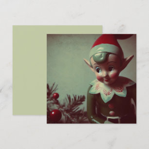 Vintage Christmas Elf Retro Xmas Holiday Card