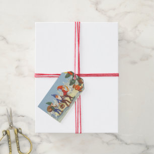 Vintage Christmas, Elves in the Snow Forest Winter Gift Tags