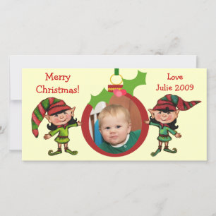 Vintage Christmas Elves Photo Card