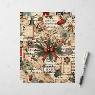 Vintage Christmas Ephemera Scrapbook Paper