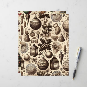 Vintage Christmas Ephemera Scrapbook Paper