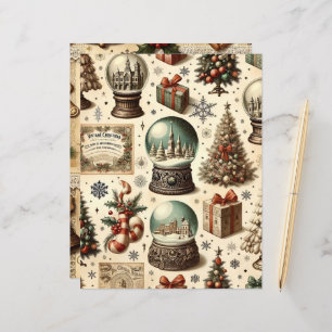 Vintage Christmas Ephemera Scrapbook Paper