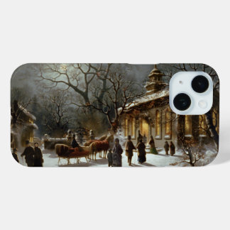 Vintage Christmas Eve Church service iPhone 15 Case