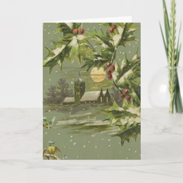 Vintage Christmas Eve Night Holiday Card (Front)