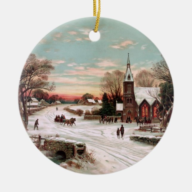 Vintage Christmas Eve Ornament (Front)