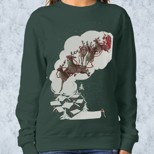 Vintage Christmas Eve, Retro Santa Claus in Sleigh Sweatshirt
