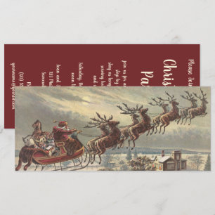 Vintage Christmas Eve Victorian Santa Claus Sleigh Invitation