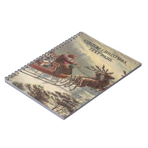 Vintage Christmas Eve Victorian Santa Claus Sleigh Notebook