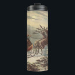 Vintage Christmas Eve Victorian Santa Claus Sleigh Thermal Tumbler<br><div class="desc">Vintage illustration Victorian Merry Christmas holiday design featuring Santa Claus in his sleigh with his reindeer delivering toys on Christmas Eve. Saint Nicholas flying through the sky over a town with houses in the light of the moon. By Thomas Nast.</div>