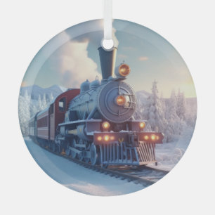 Vintage Christmas Express Gift for Train Lovers Glass Ornament
