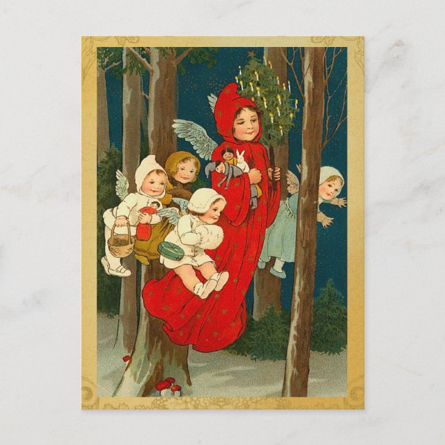 Vintage Christmas Faerie Postcard (Front)