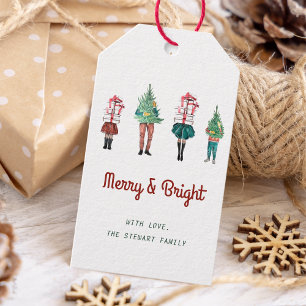 Vintage Christmas Family Watercolor Script Gift Tags