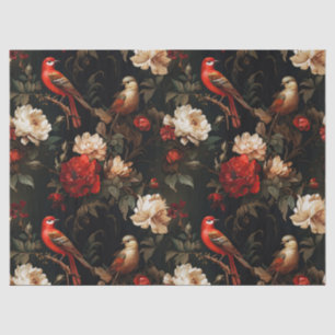 Vintage Christmas fantasy Floral Birds Pattern Tissue Paper