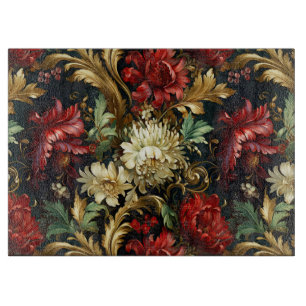 Vintage Christmas fantasy Floral Pattern Cutting Board