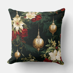 Vintage Christmas fantasy Floral Pattern Throw Pillow