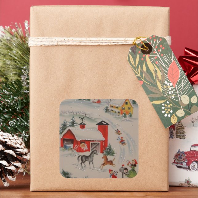 Vintage Christmas farm Vintage sticker (vacances)