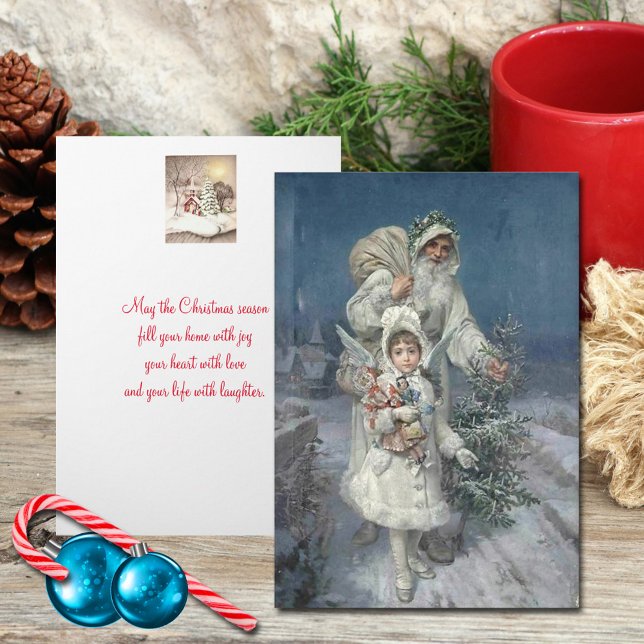 Vintage Christmas, Father Christmas, Angel, Custom Holiday Card (Creator Uploaded)