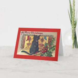 Vintage - Christmas Fireside Cat, Holiday Card