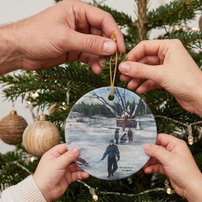  Vintage Christmas First SnowFall Ceramic Ornament (Creator Uploaded)