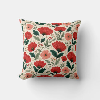 Vintage Christmas Floral Pattern Pillow