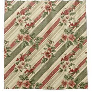 Vintage Christmas Floral Striped (6)
