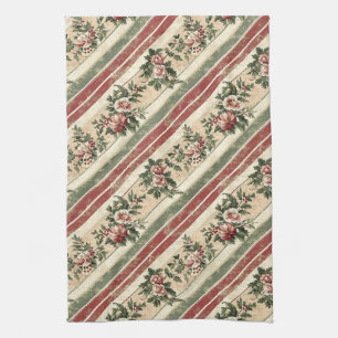 Vintage Christmas Floral Striped (7) Kitchen Towel