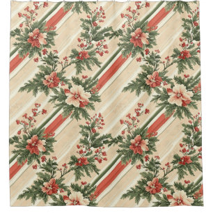 Vintage Christmas Floral Striped (9)