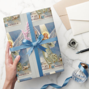 Vintage Christmas Flying Angel Wrapping Paper