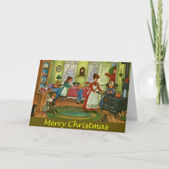 Vintage Christmas Folk Art Greeting Card (Front)