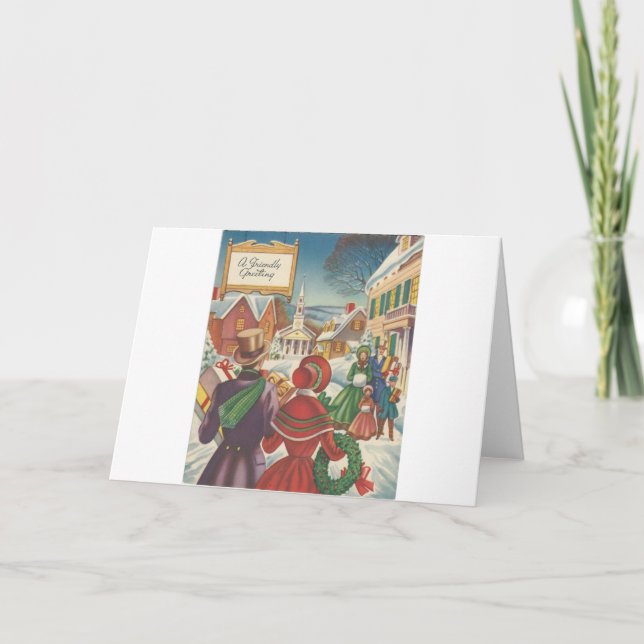 Vintage Christmas Friendly Greeting Holiday Card (Front)