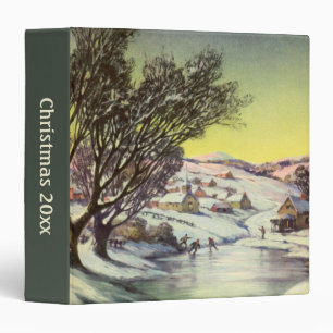 Vintage Christmas,  Frozen Lake with Ice Skaters Binder
