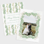 Vintage Christmas Garland Stocking One Photo Holiday Card<br><div class="desc">Watercolor Christmas Garland Stocking Vintage One Photo Holiday Card. This beautiful Christmas Photo Card features watercolor Christmas garland with white bows as a frame for one photo. Back of invitation is Christmas Stockings with Christmas garland and bows. It is perfect if you are looking for classic, southern, grandmillenial Christmas photo...</div>