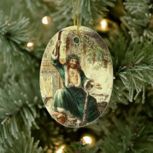 Vintage Christmas, Ghost of Christmas Present Ceramic Ornament