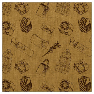 vintage christmas  gift box pattern fabric