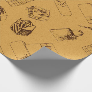 vintage christmas  gift box pattern wrapping paper