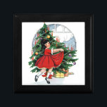 Vintage Christmas giftbox Gift Box<br><div class="desc">Giftbox with a vintage image of a little girl in a red dress, dancing around a Christmas tree. Perfect for Christmas gift giving.</div>