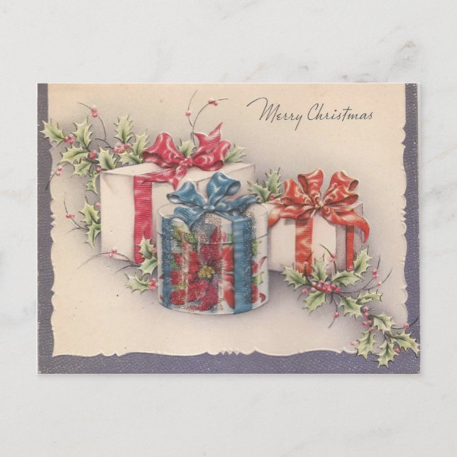 Vintage Christmas Gifts Holiday Postcard (Front)